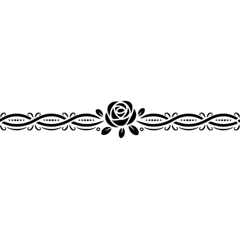Elegant Floral Border Black Rose Decorative Line Element vector