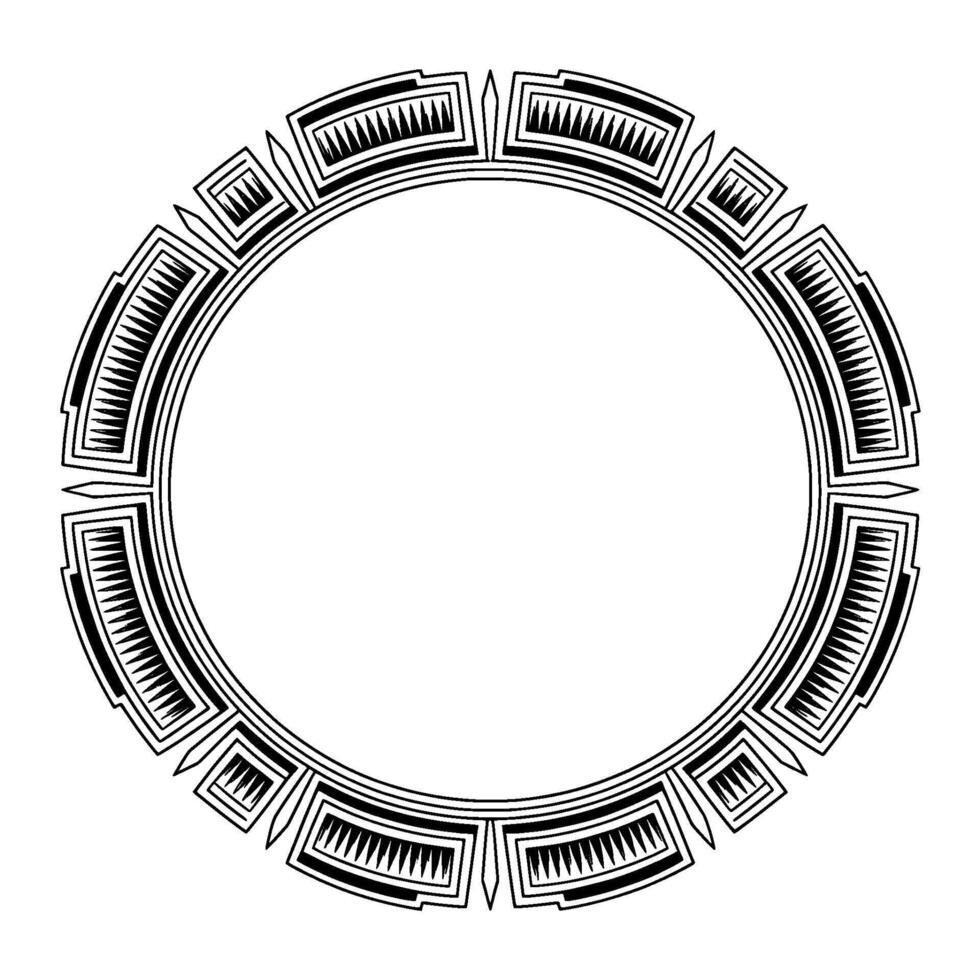 Geometric Tribal Circle Border In Black And White vector