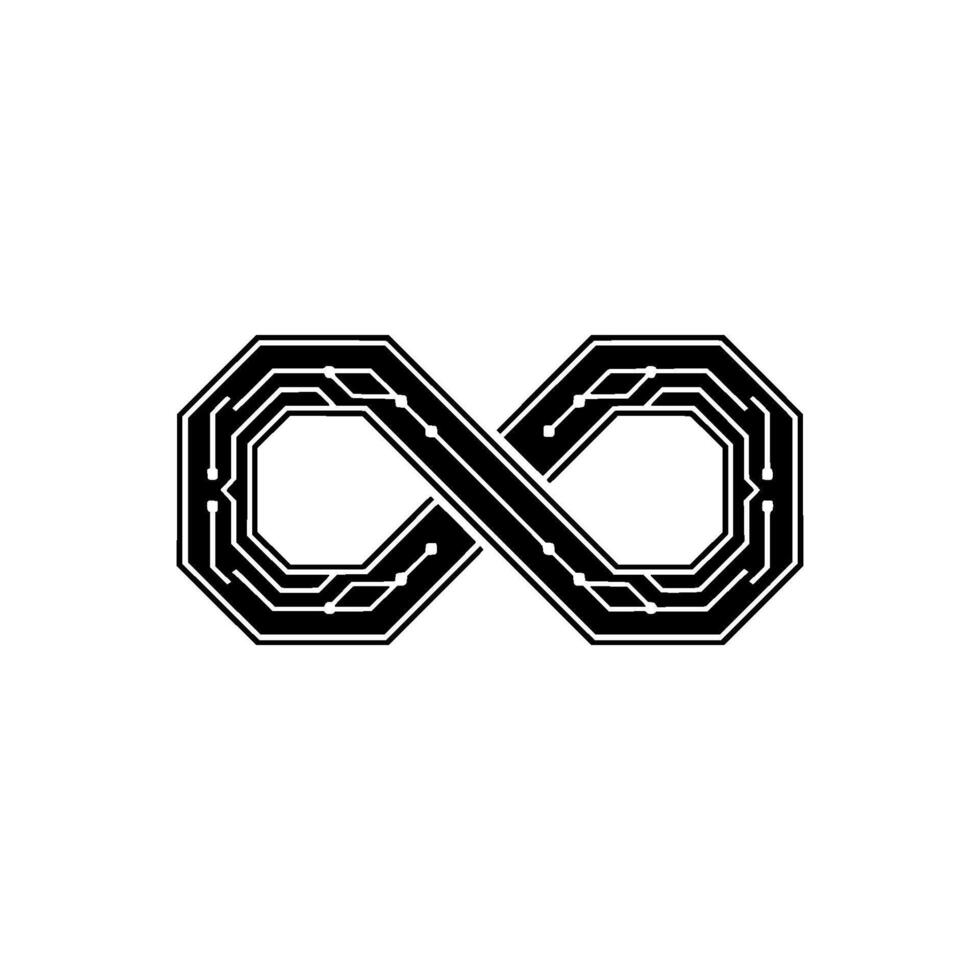 Circuit Board Infinity Symbol Technology, Data Flow, Minimalist vector