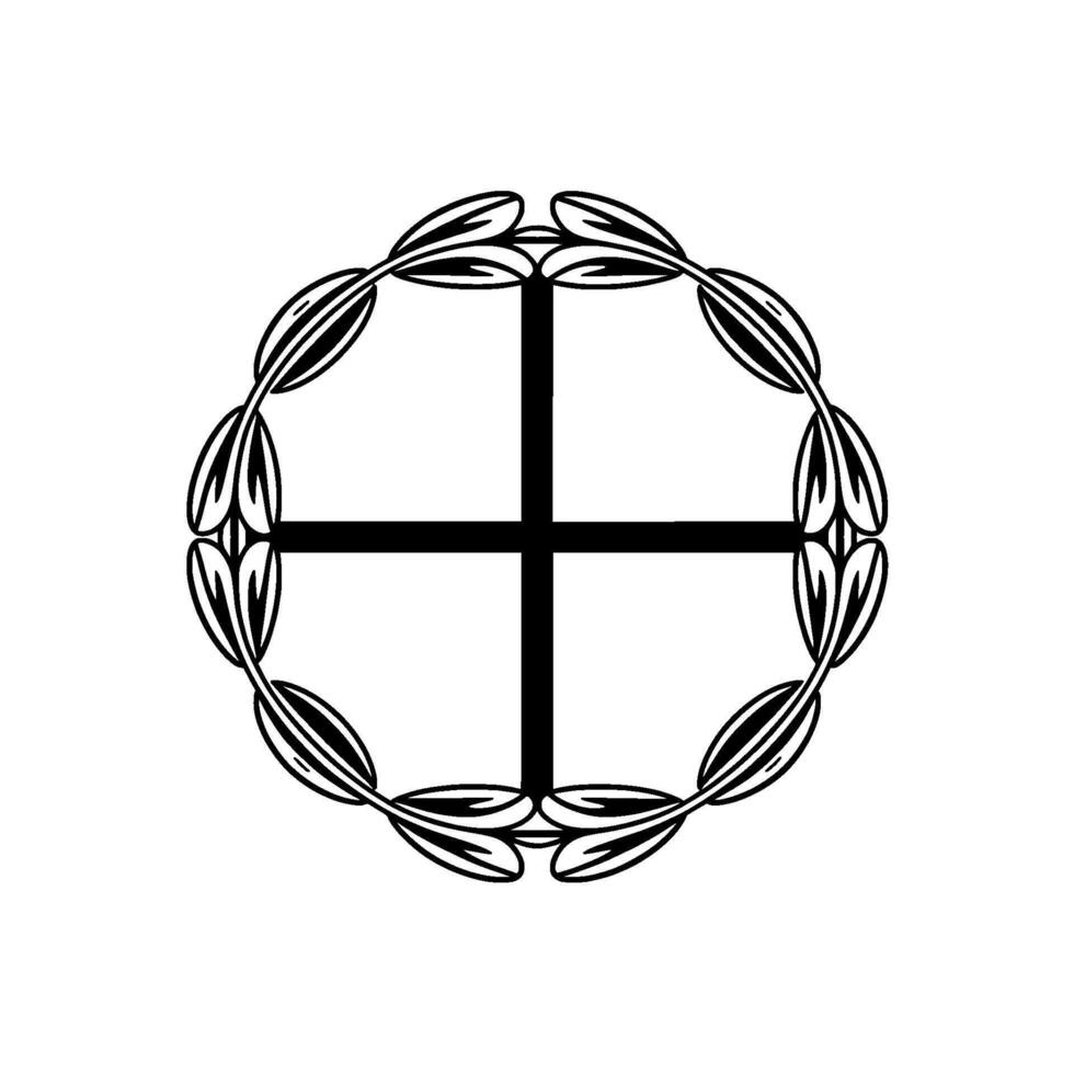 Minimalist Olive Branch Cross Symbol, Modern, Emblem, vector