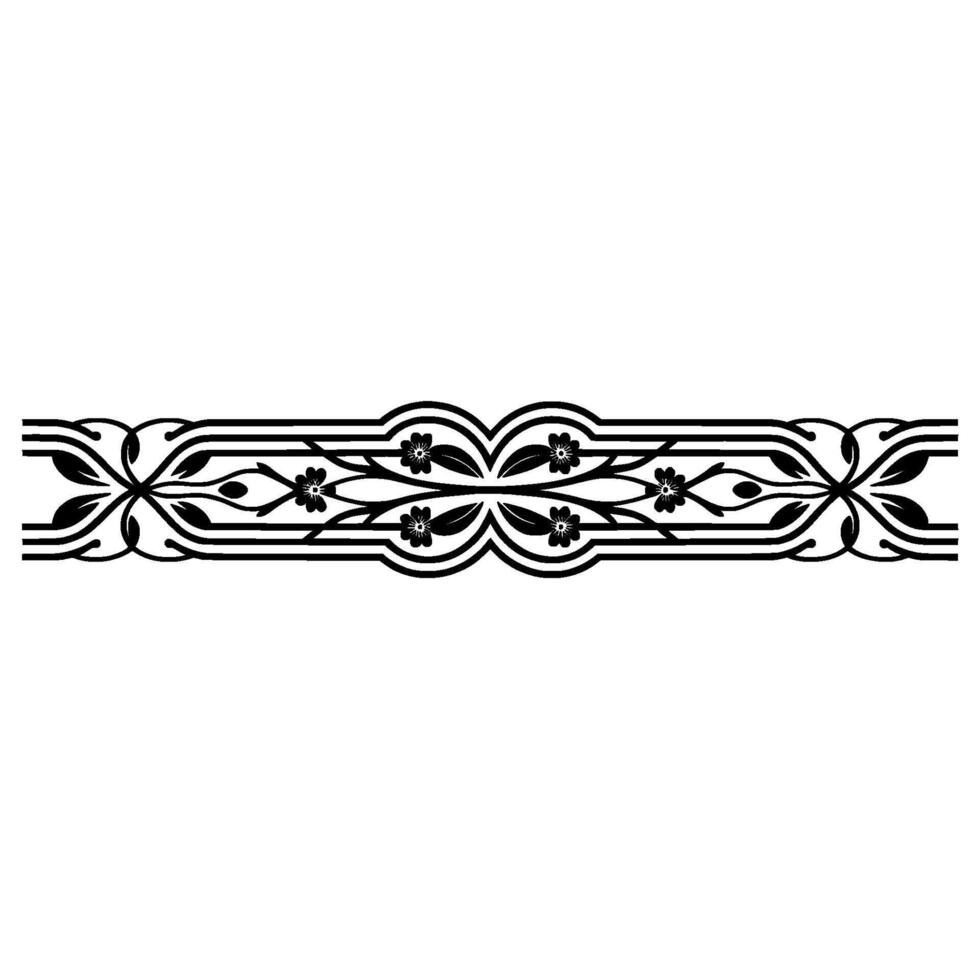 Elegant Black Floral Border, Decorative Element, vector