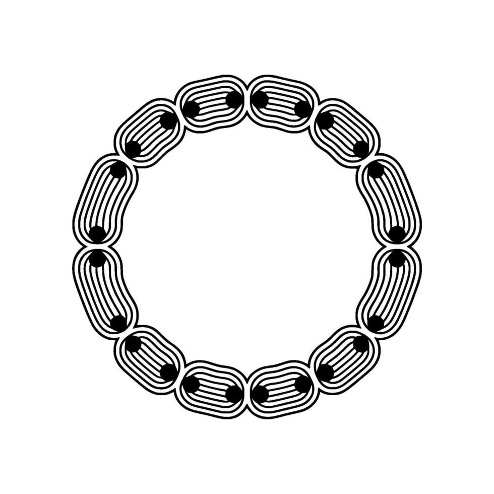 Abstract Black Line Circle Ornament on White Background vector