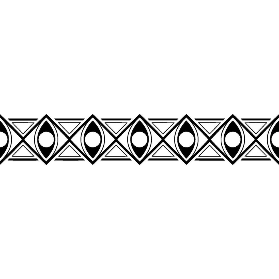 Geometric Black and White Border on White Background - Repeating vector