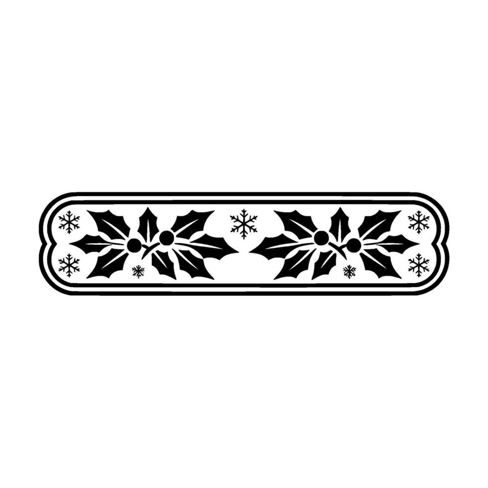 Festive Holly Border Minimalist Christmas Decoration vector