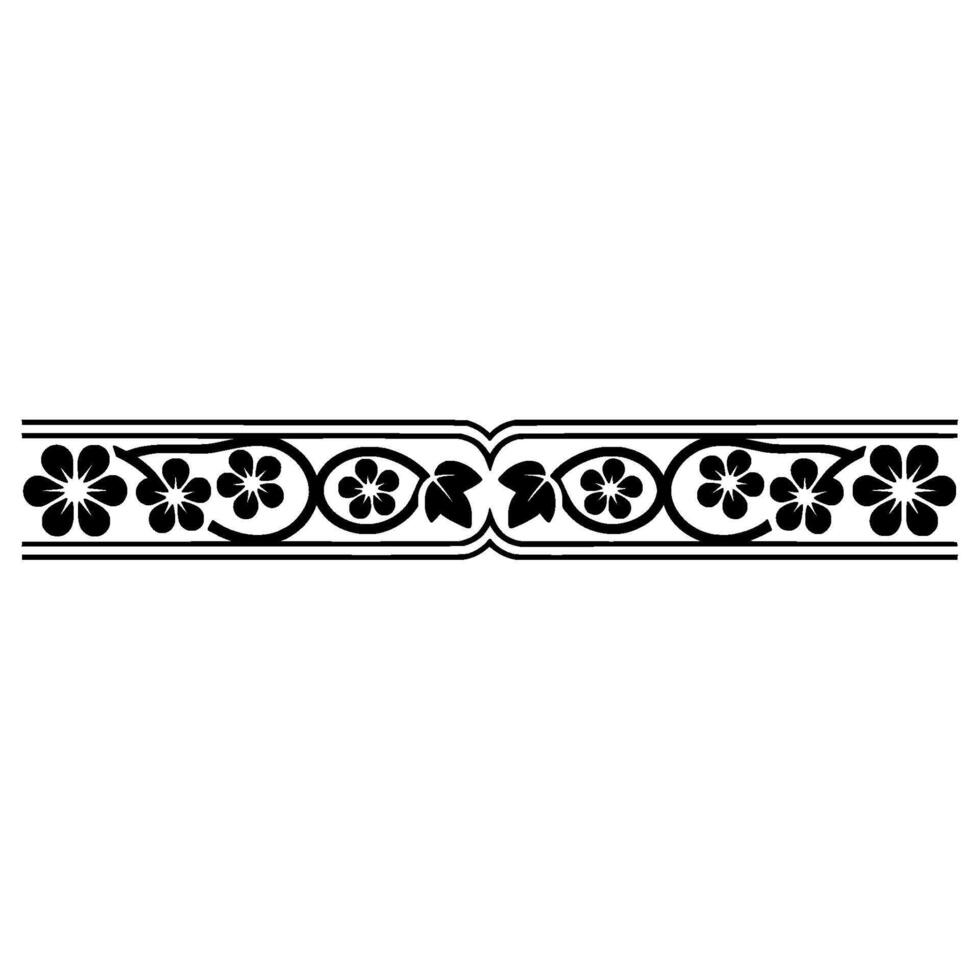 Elegant Floral Border in Black, Element vector