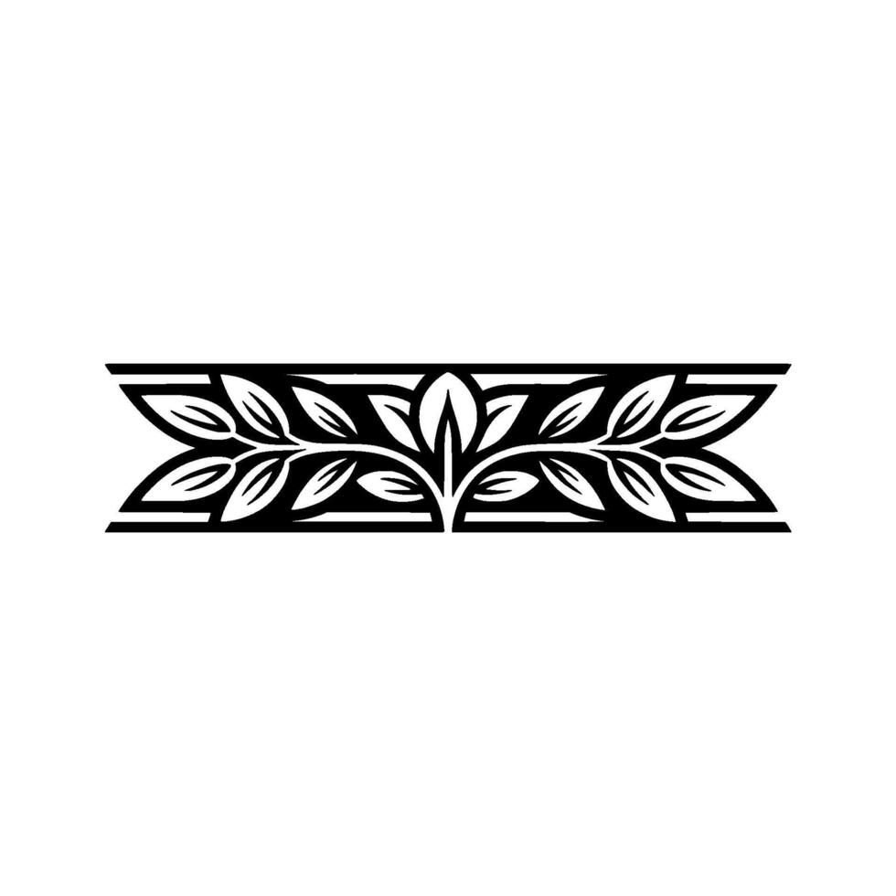 Elegant Black White Floral Border - Stylized vector