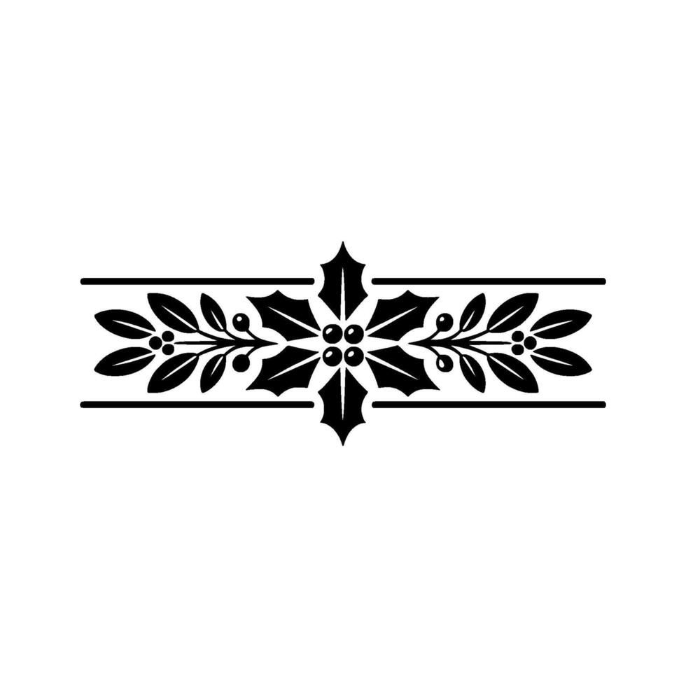 Elegant Holly and Berry Border in Black and White vector