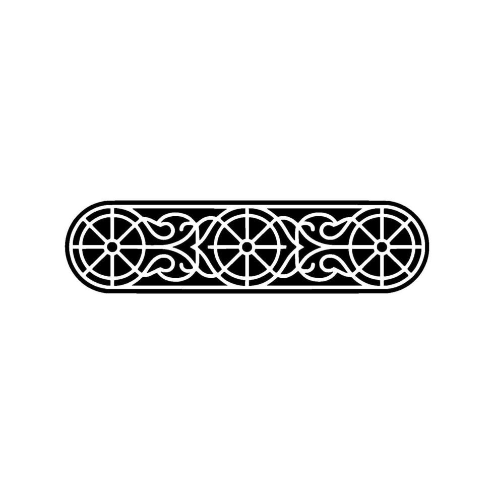 Ornate Black White Decorative Border Element, Symmetrical vector