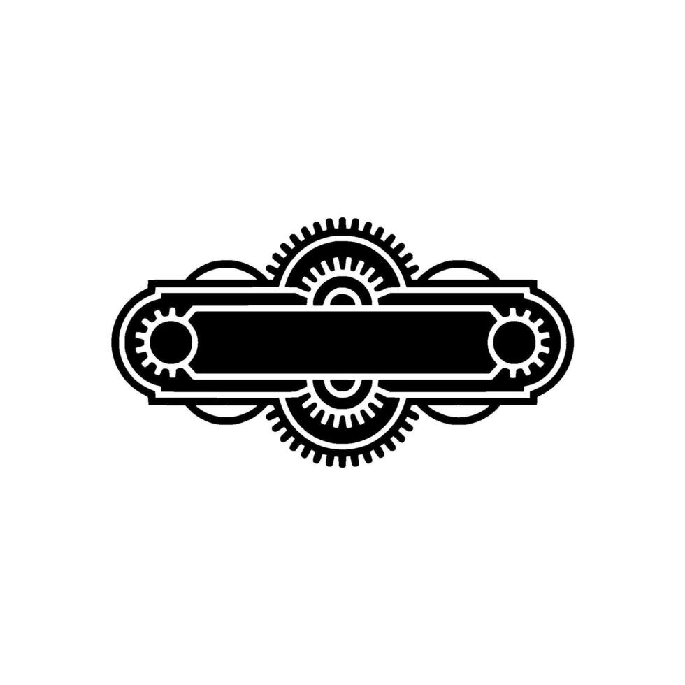 Steampunk Gear Badge Black and White vector