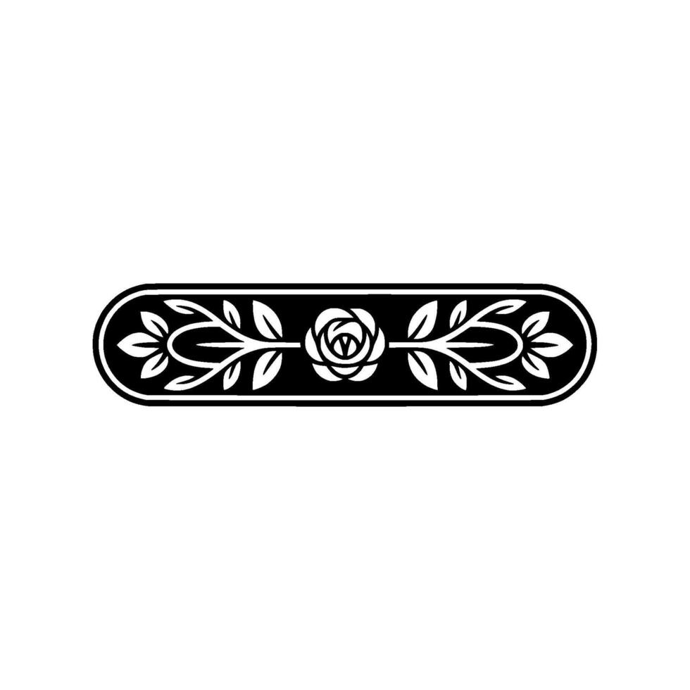 Elegant Black and White Floral Border Element - Rose vector