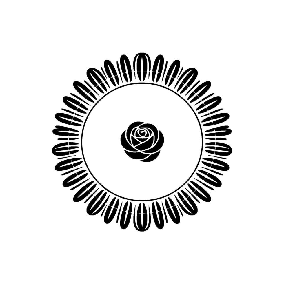 Minimalist Black Rose Mandala on White Background Elegant vector