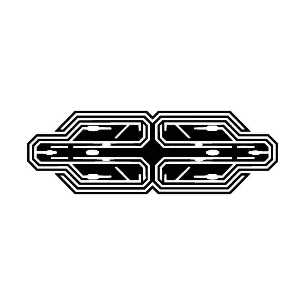 Futuristic Geometric Circuitry Black White Abstract vector