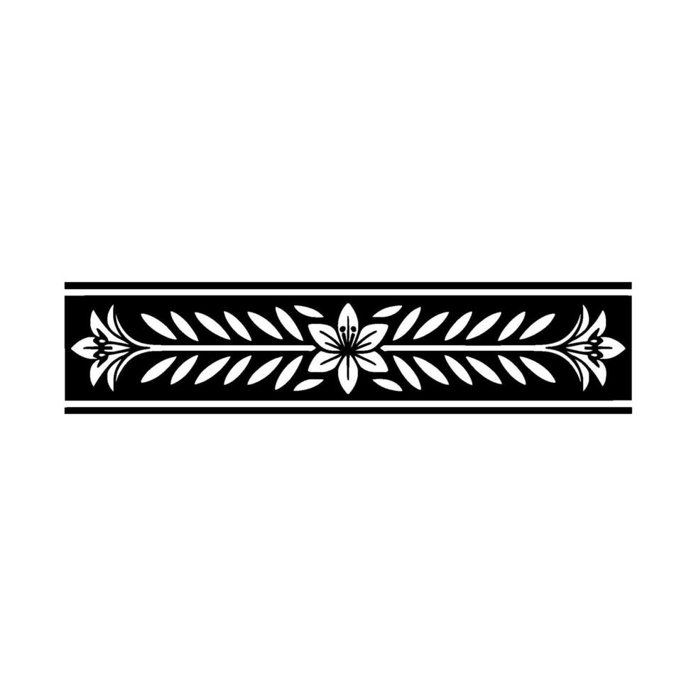 Elegant Floral Border Black and White Ornamental Element - Ornament vector