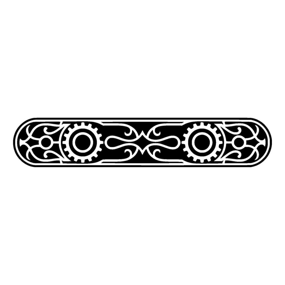 Steampunk Ornamental Border, Gears and Swirls, Black and White vector