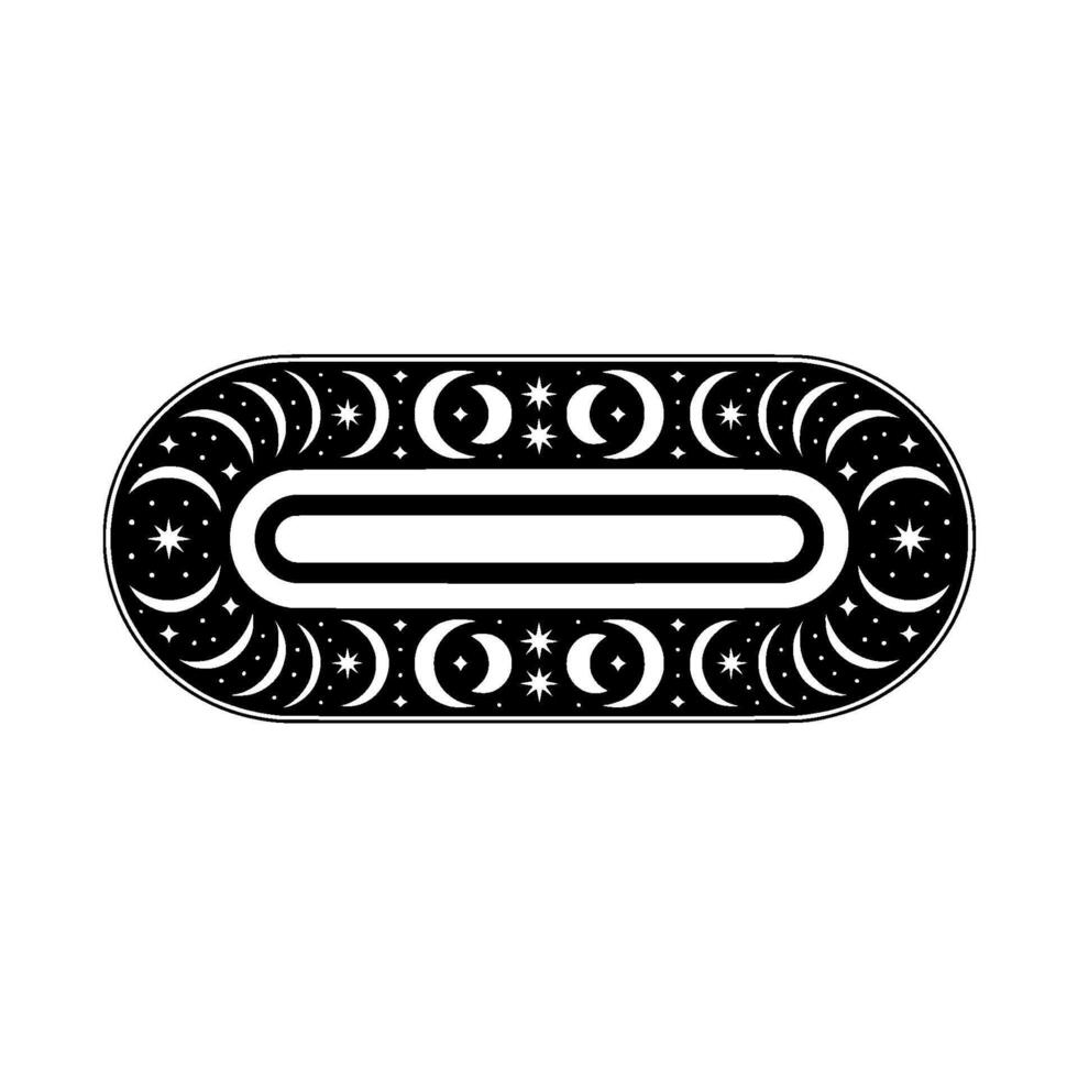 Celestial Oval Frame Black and White Decorative vector