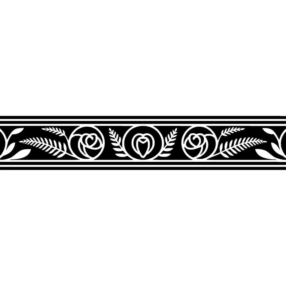 Elegant Black and White Floral Border, Ornamental, Decorative vector