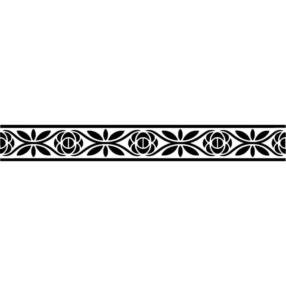 Floral Border Ornamental Black Pattern on White Background vector