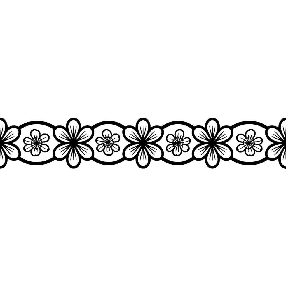 Minimalist Floral Border Pattern in Black and White - Ornament vector