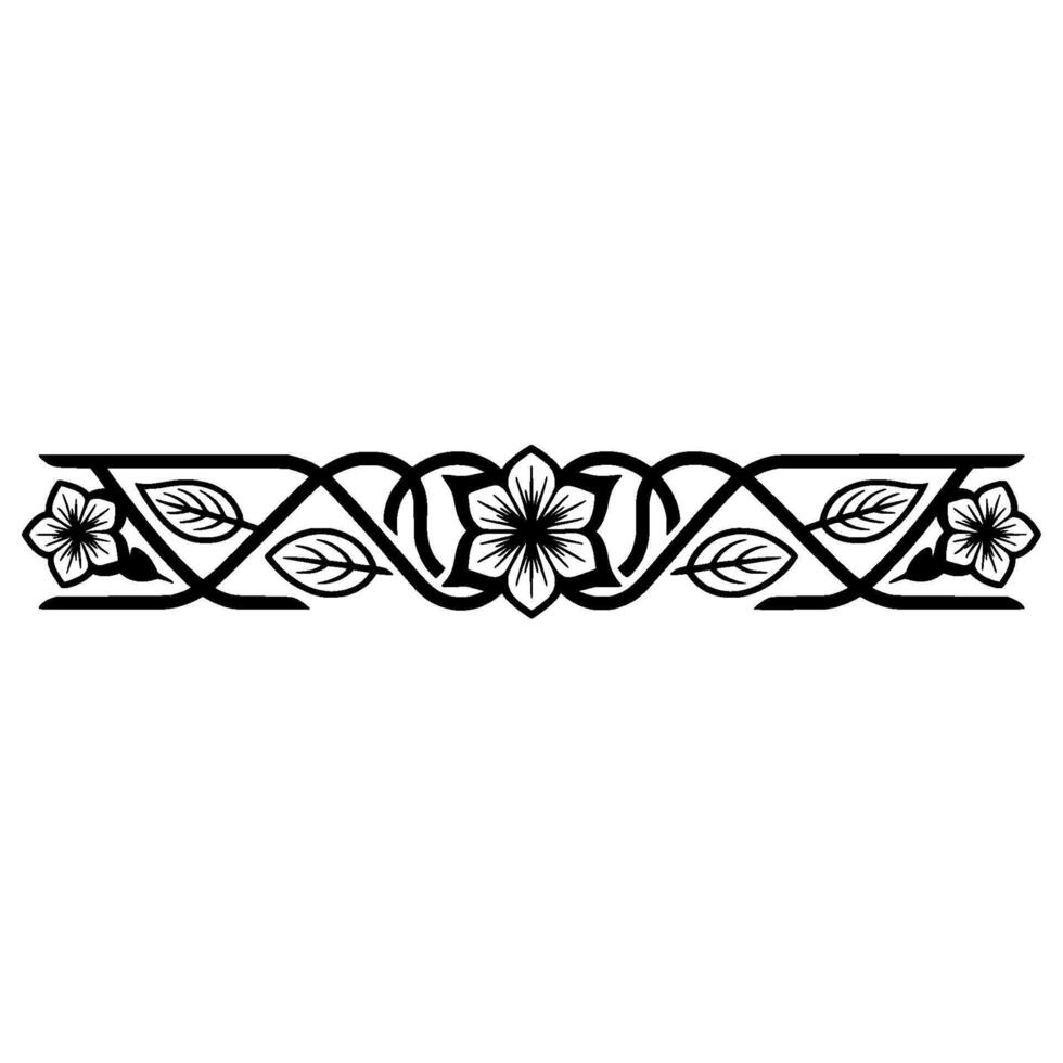 Elegant Floral Border Element, Black and White vector