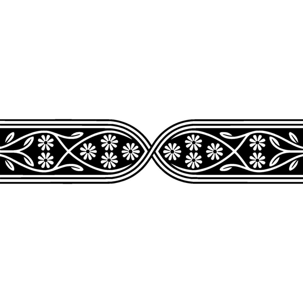 Elegant Black and White Floral Border, Illustration - Pattern vector
