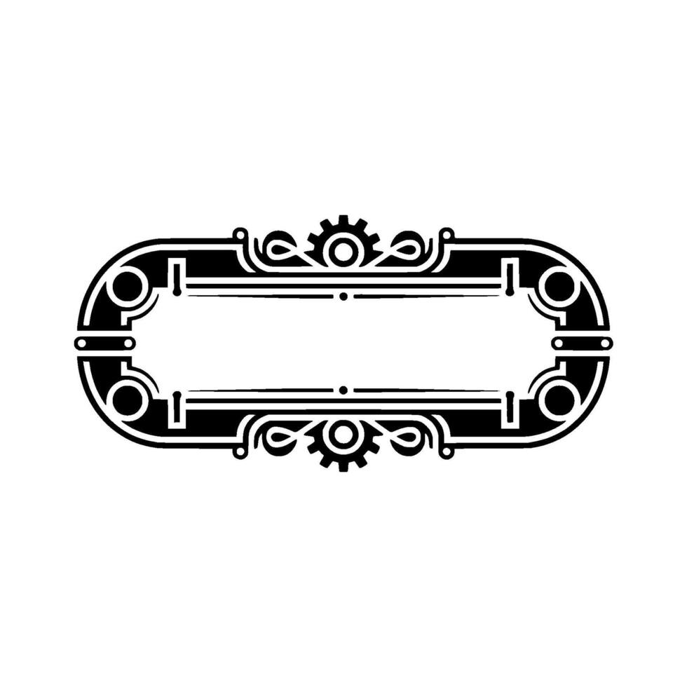 Steampunk Frame Ornament, Black and White vector