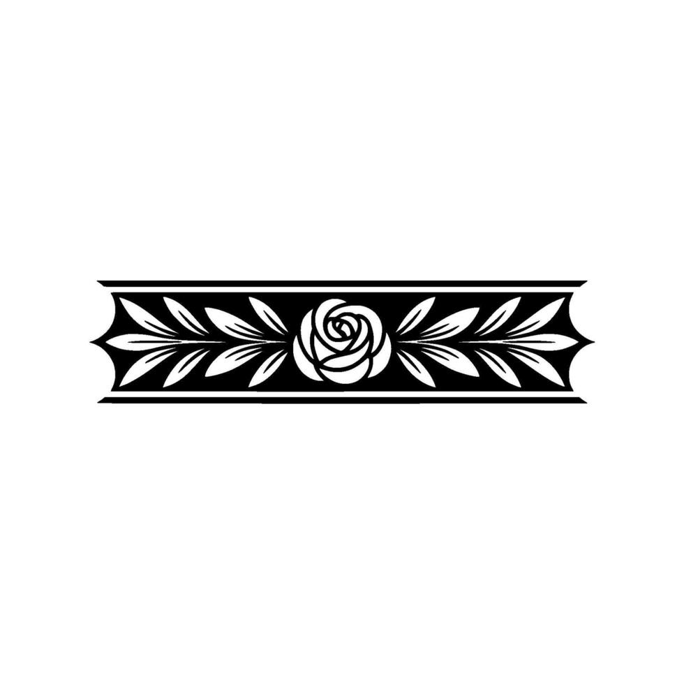 Floral Border Elegant Black White Rose Element vector