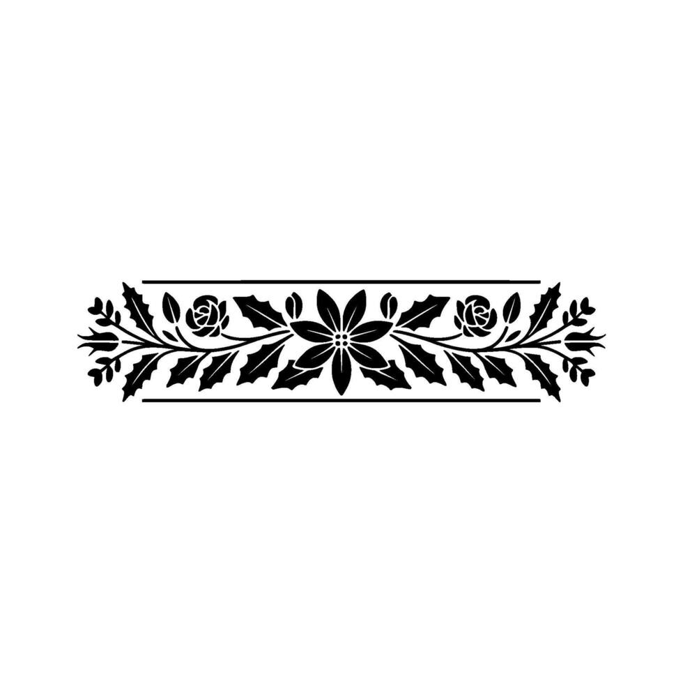 Floral Border Black White Decorative Element vector