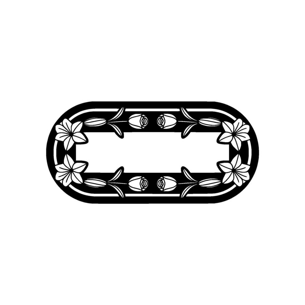 Elegant Floral Frame Illustration Black White, Minimalist vector