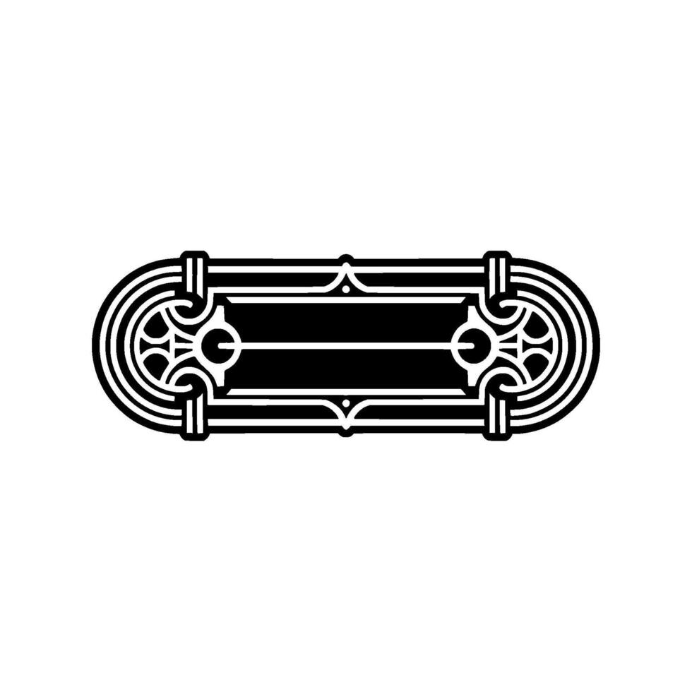 Art Deco Badge Geometric Black and White Emblem on Gray Background vector
