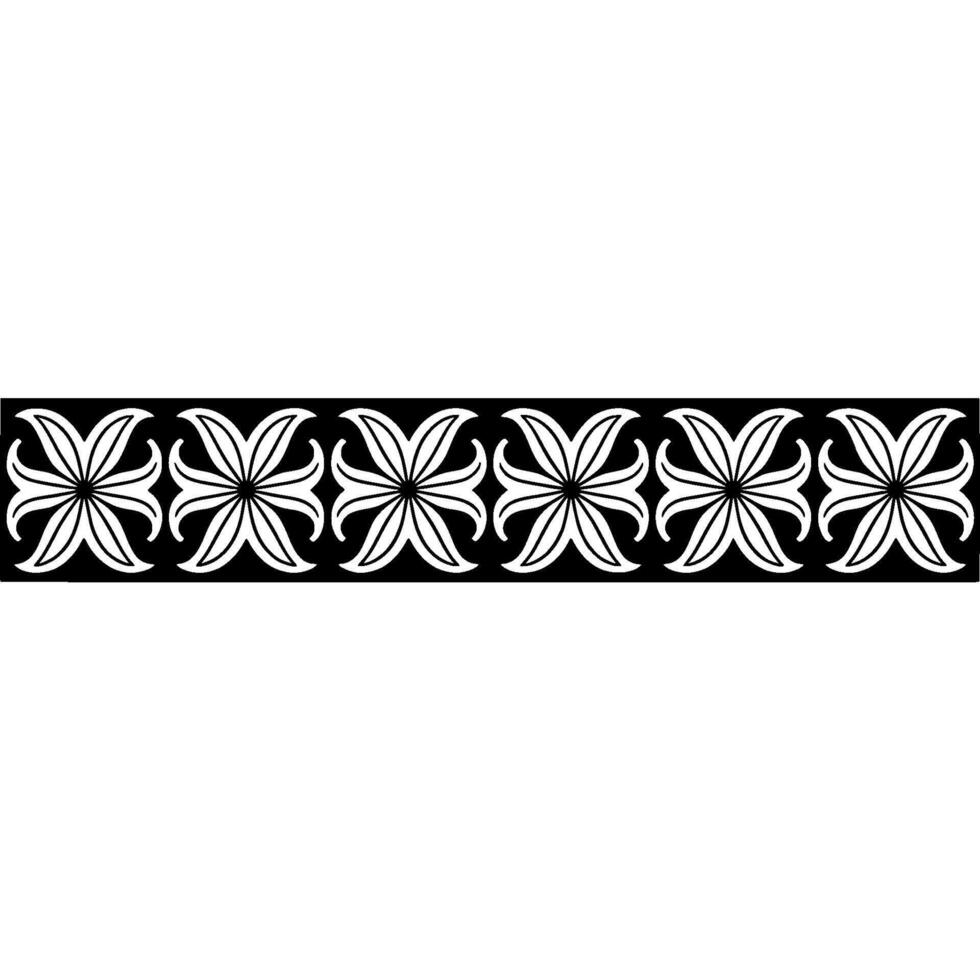 Geometric Floral Border Black and White Decorative Pattern vector