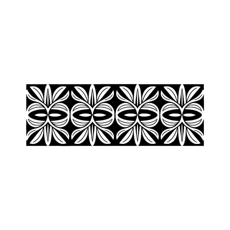 Geometric Floral Border Ornament, Black and White vector