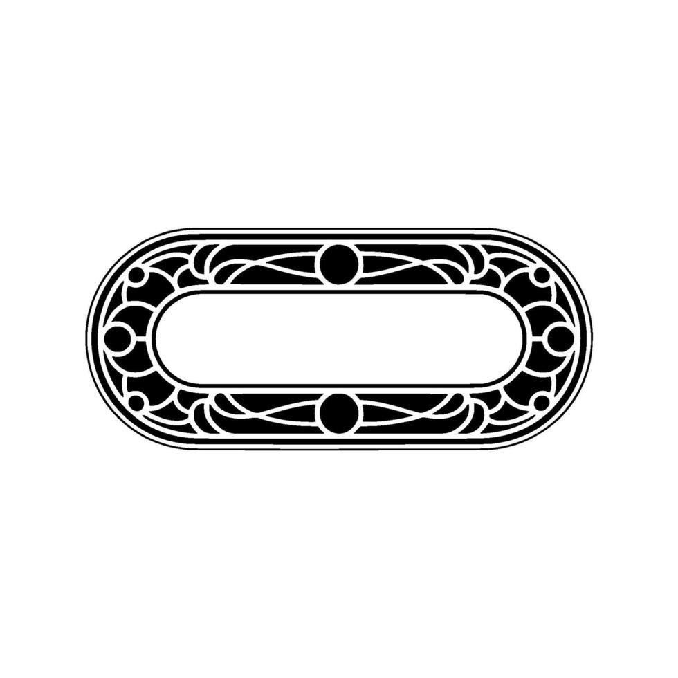 Art Deco Oval Frame with Floral Detail on White Background vector