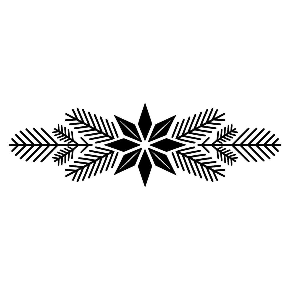 Minimalist Christmas Snowflake Spruce Branch Ornament, vector