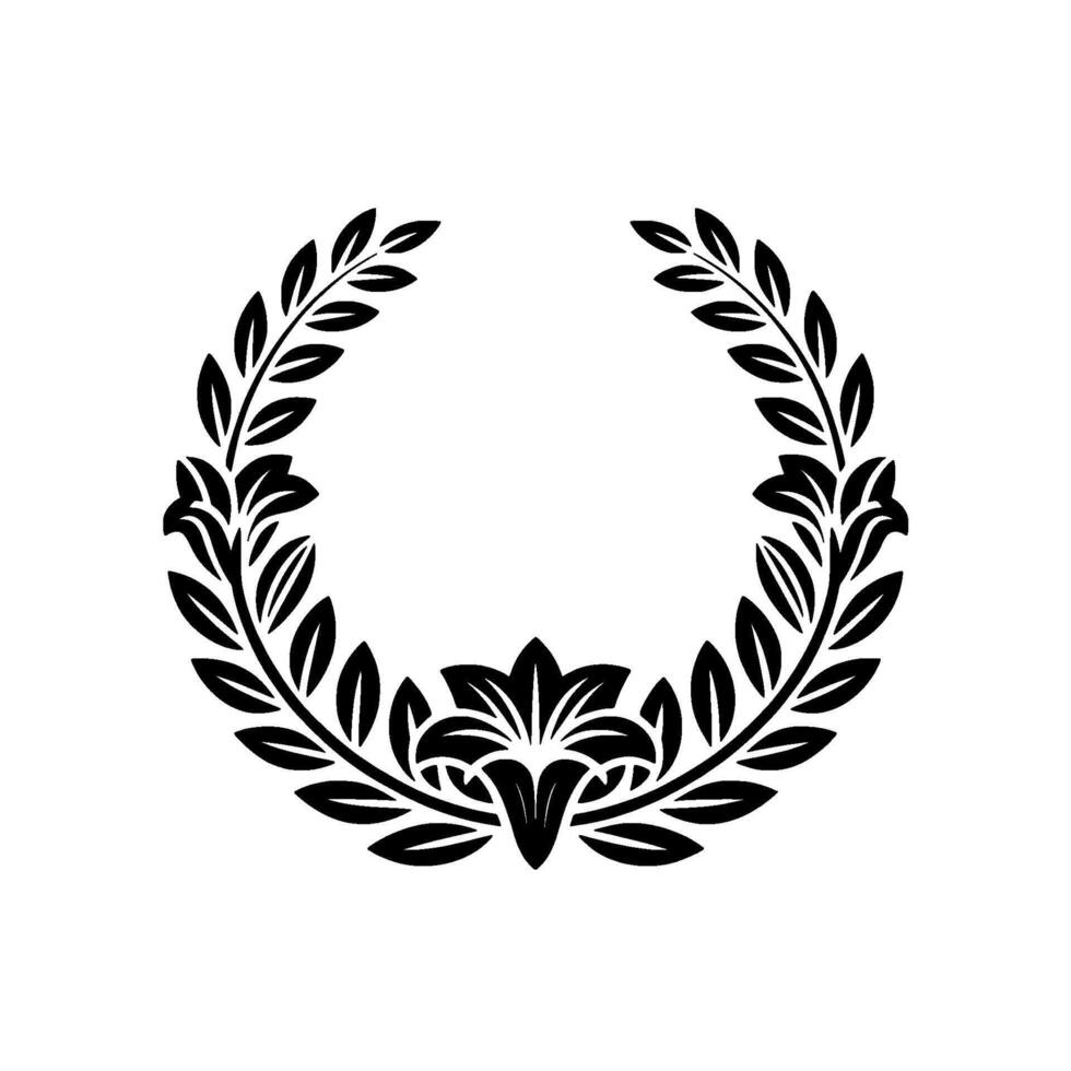 Elegant Floral Laurel Wreath Emblem on White Background vector