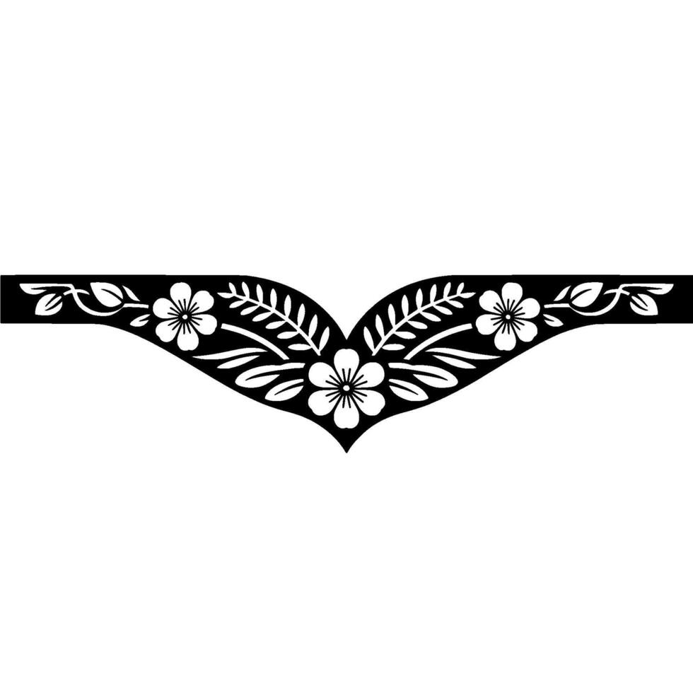 Floral Border, Black White, Minimalist, for Invitations, Decorations vector