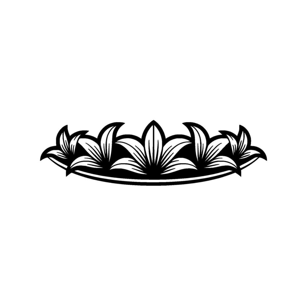 Elegant Lily Floral Border, Black White Minimalist vector