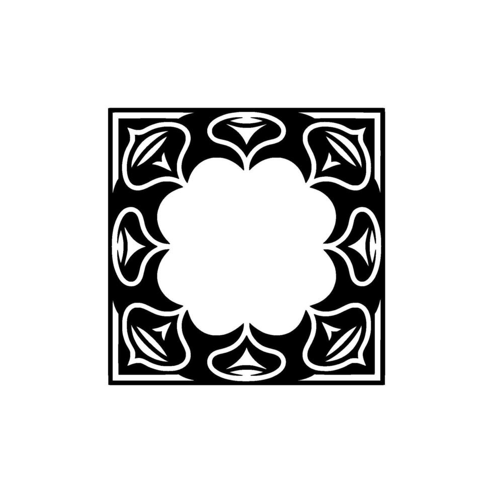 Black White Geometric Ornament, Decorative Frame vector