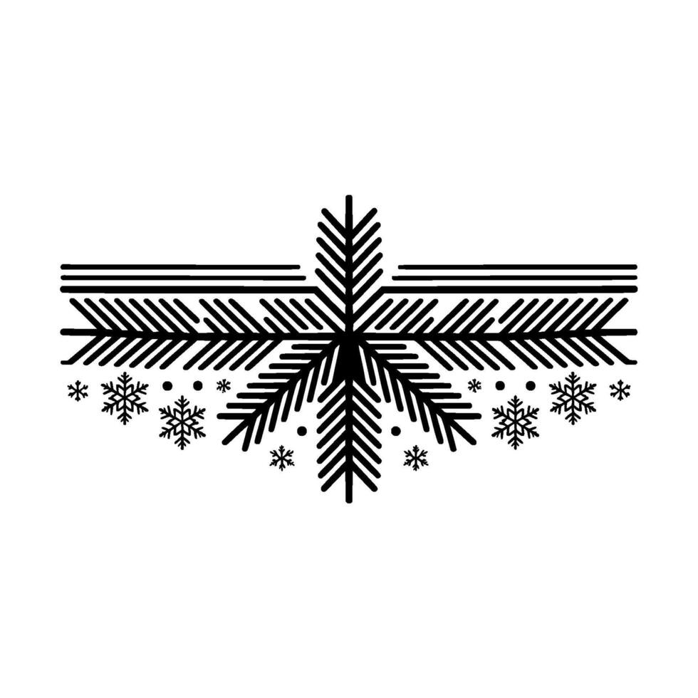 Minimalist Christmas Ornament Black Spruce Snowflakes vector