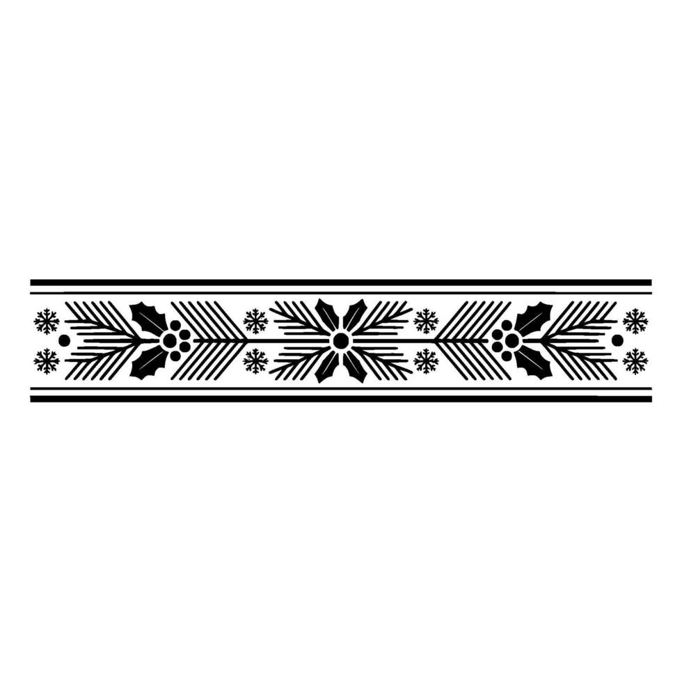 Festive Minimalist Border Ornament Christmas Holly Snowflakes vector