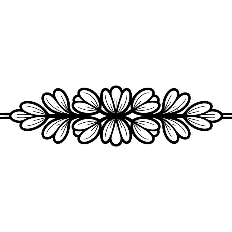 Elegant Floral Border in Black and White, Minimalist vector
