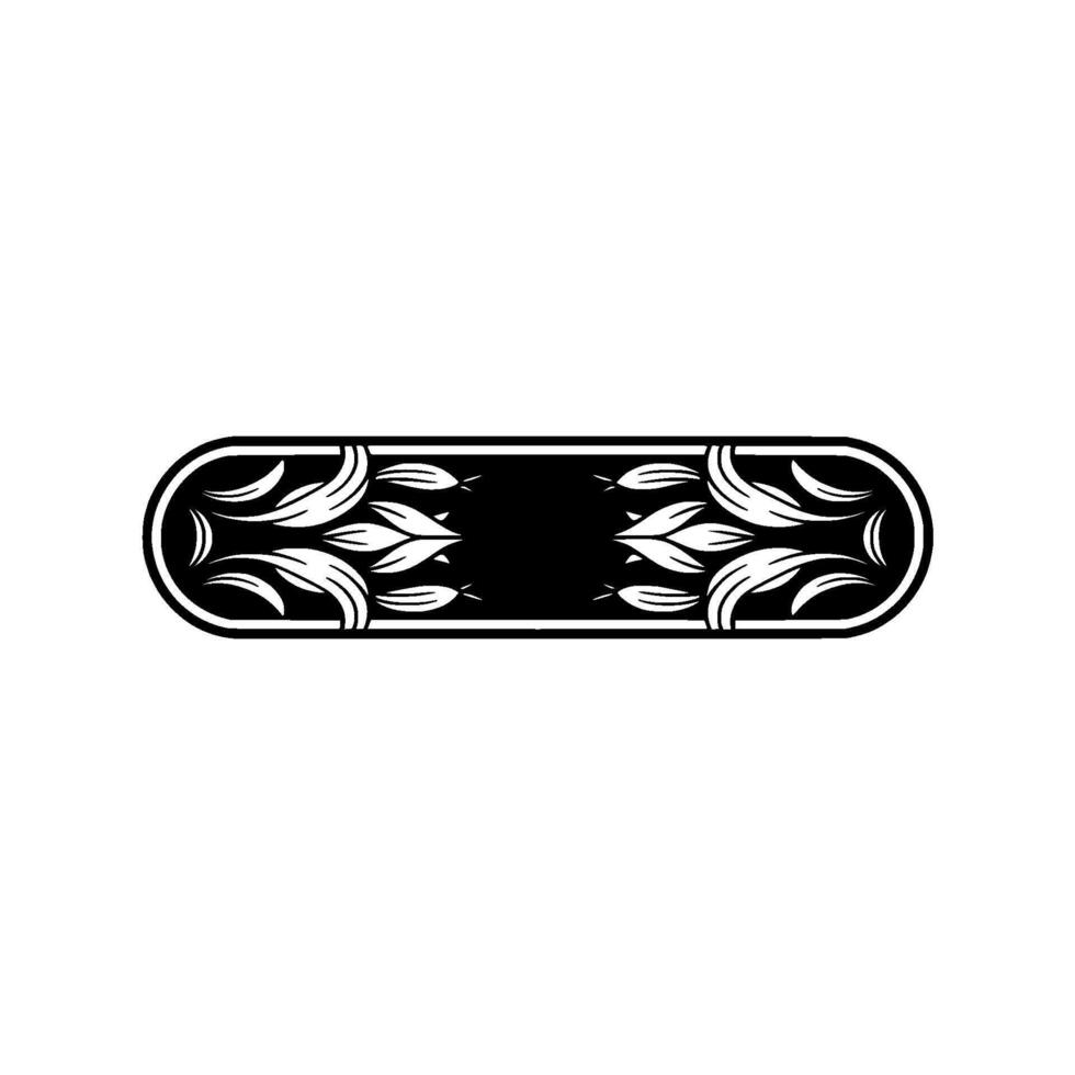 Decorative Black and White Floral Oval Frame, Minimalist vector