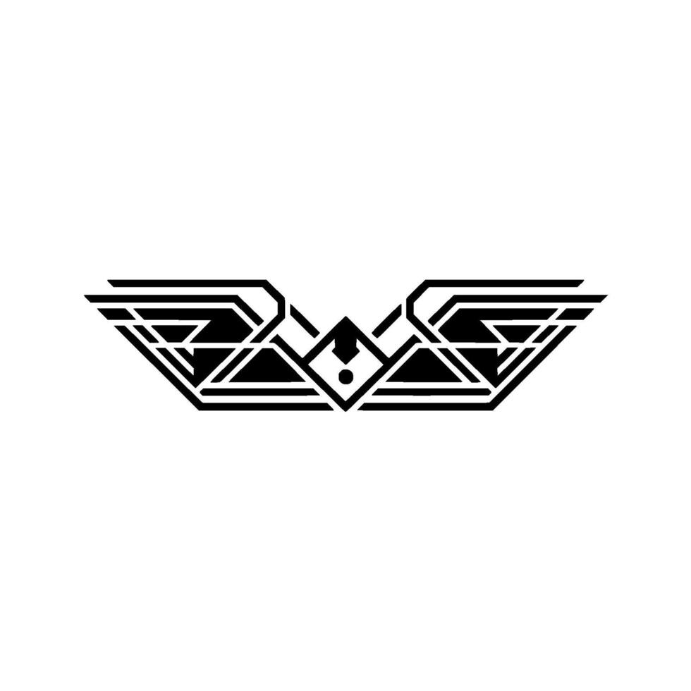 Geometric Art Deco Winged Emblem Black White Minimalist vector
