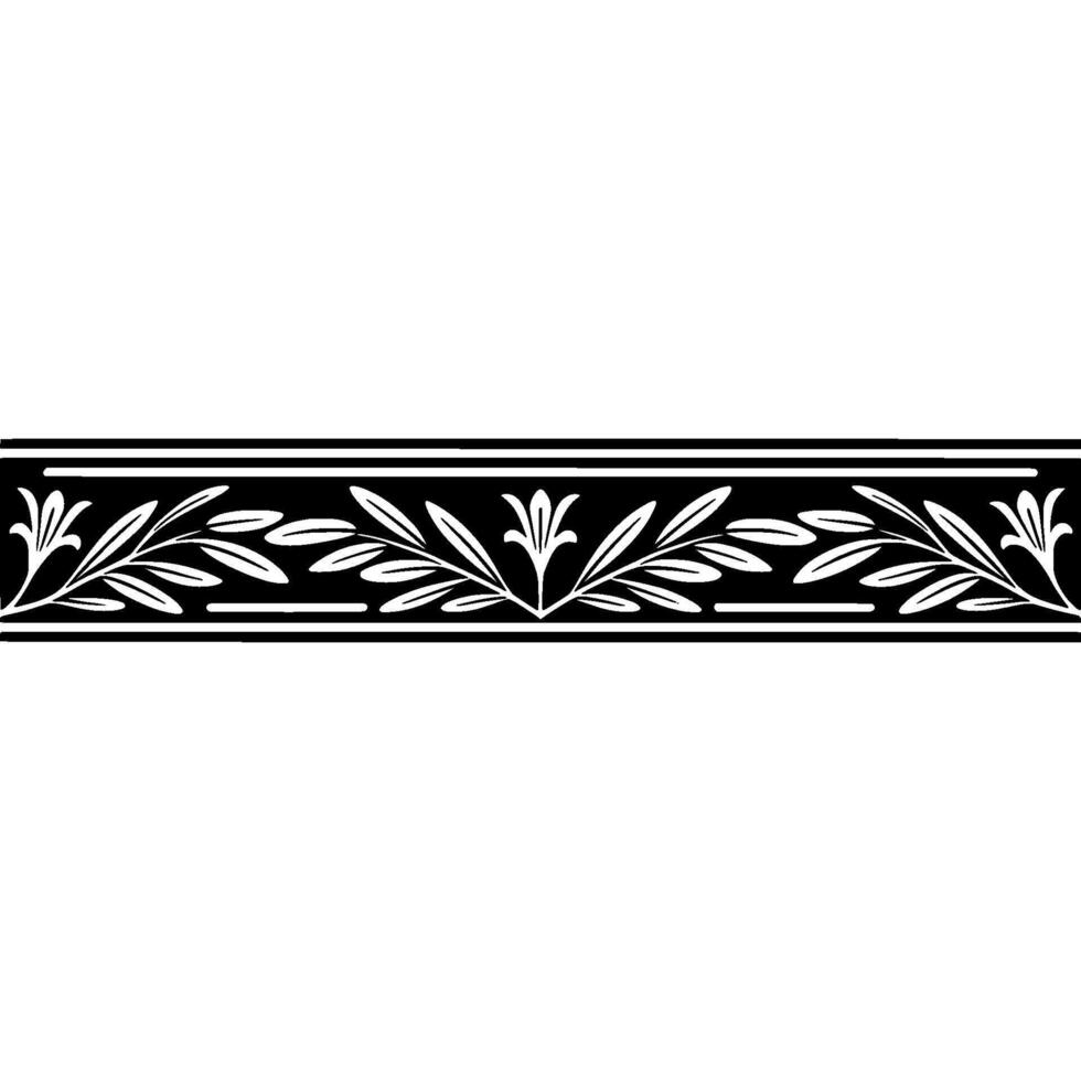 Elegant Floral Border Black White, Decorative Element - Leaves vector