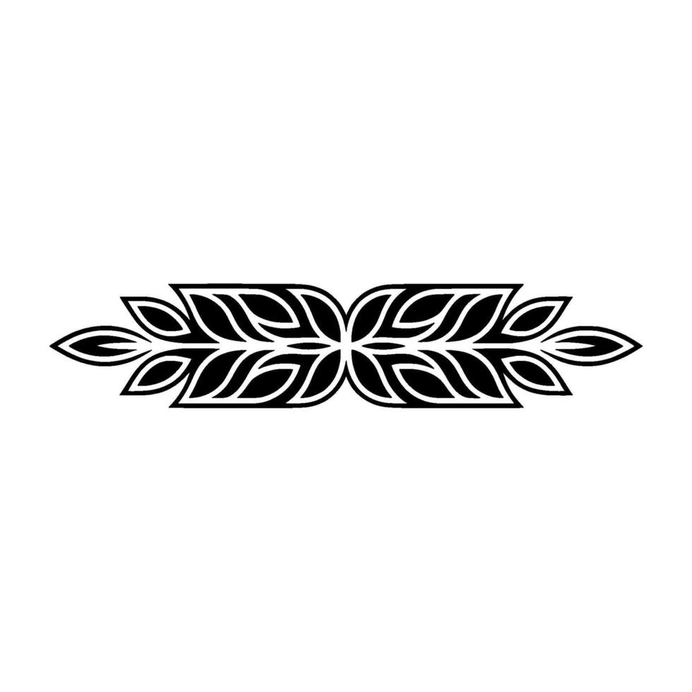 Symmetric Leaf Motif Border, Black on White, Elegant vector