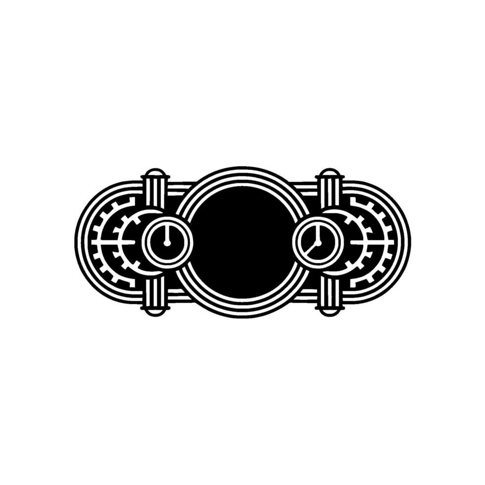 Black White Steampunk Time Portal Retro vector