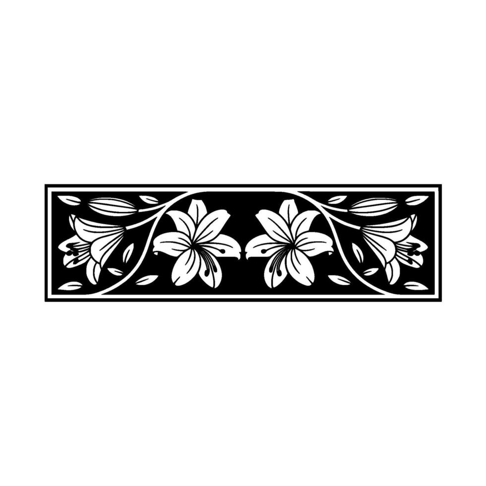Elegant Black and White Lily Floral Border vector