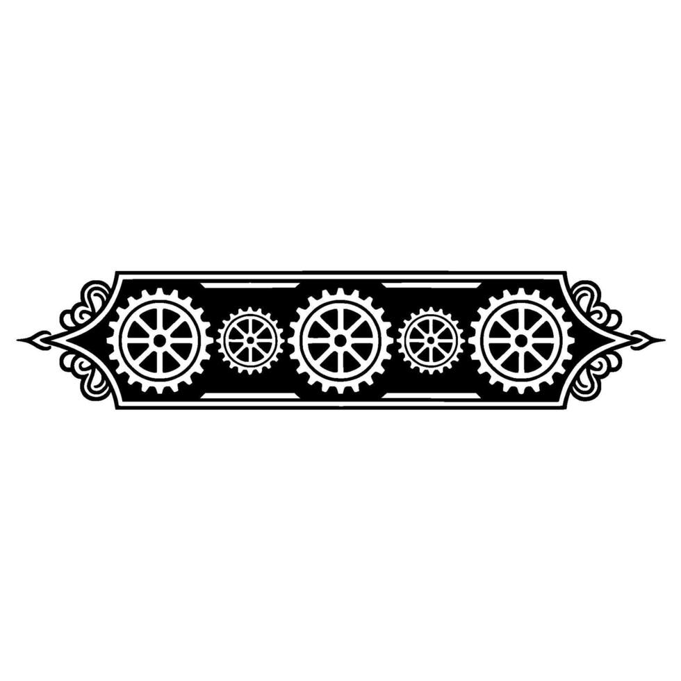 Elegant Steampunk Gear Border Element, Illustration, Decorative vector