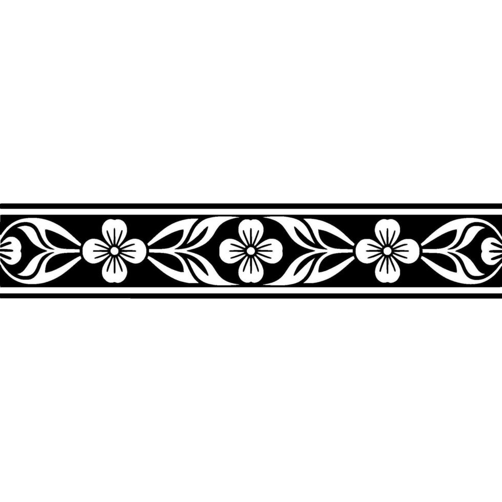 Elegant Floral Border in Black White Decorative Element vector
