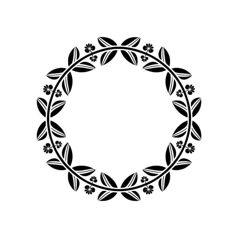 Minimalist Floral Wreath Elegant Black White - Leaves vector
