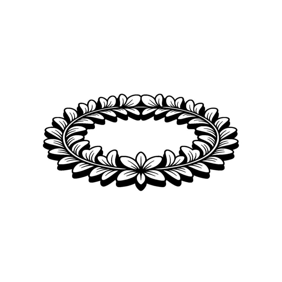 Elegant Black White Floral Oval Frame Minimalist vector